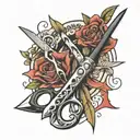 scissors cutting tattoo design idea