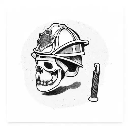 firefighter helmet skull tattoo design idea