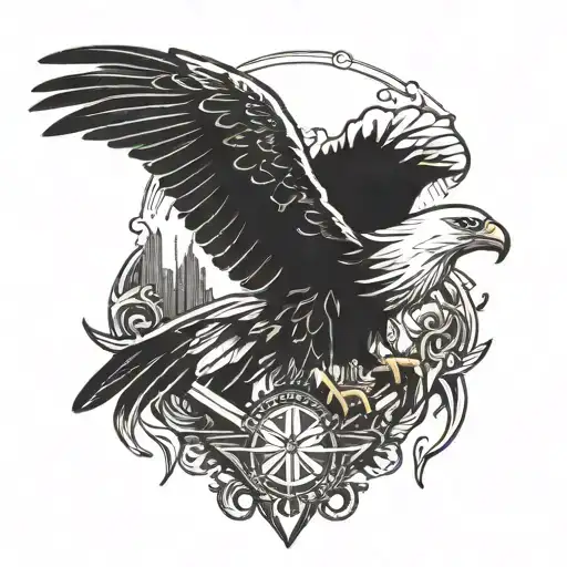 eagle holding a k bar knife tattoo design idea