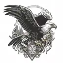 eagle holding a k bar knife tattoo design idea