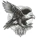 eagle holding a k bar knife tattoo design idea