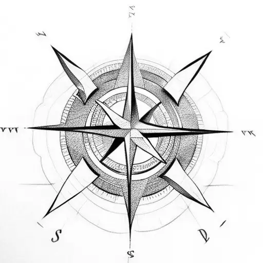 Compass arrow tattoo design idea