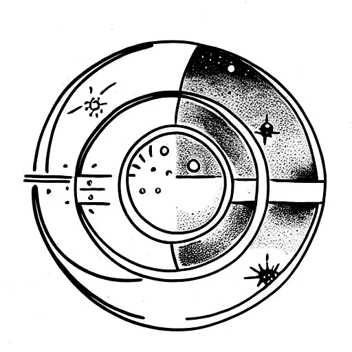 moon and sun, with astral elements  tattoo design idea