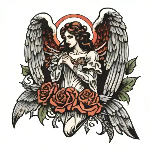 gothic angel tattoo design idea