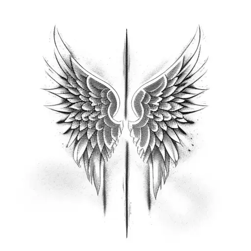 Blackwork Angel Wings Tattoo Idea  BlackInk AI