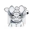 lilo and stitch with white bucket hats tattoo design idea