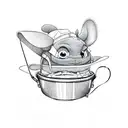 lilo and stitch with white bucket hats tattoo design idea