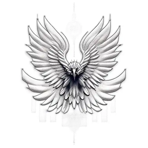 A futuristic eagle with pixelated wings and circuitry details tattoo design idea