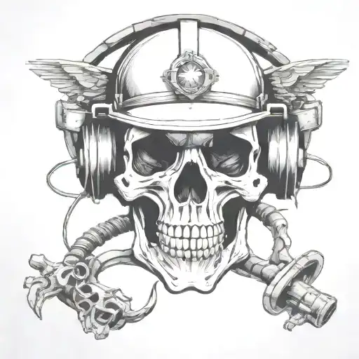 Tunnel miner skull inside a tunnel tattoo design idea