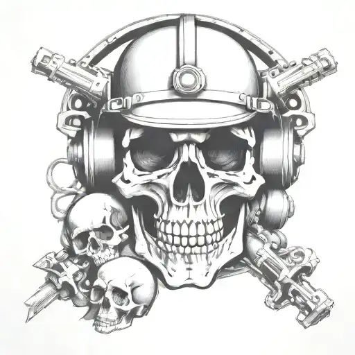 Tunnel miner skull inside a tunnel tattoo design idea