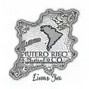 puerto Rico map outline with baby footprint and name Liam J  tattoo design idea