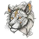 half wolf half lion head tattoo design idea