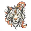 half wolf half lion head tattoo design idea