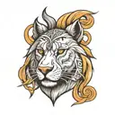 half wolf half lion head tattoo design idea