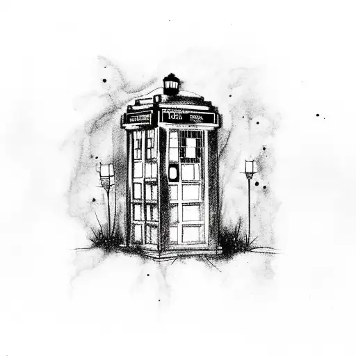 a Tardis with doctor who quotes making up the outline of the tardis tattoo design idea