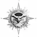 Eagle mountains compass tattoo design idea