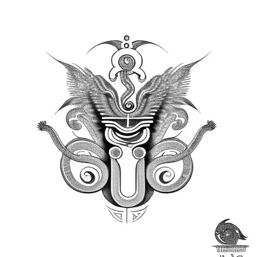 the feathered serpent god  tattoo design idea