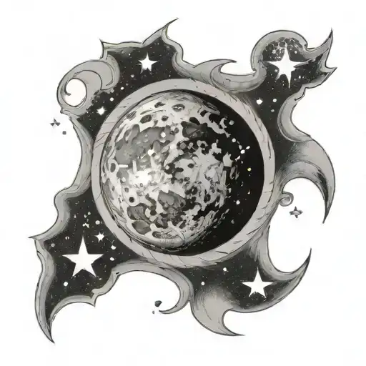 Tattoo of a Waning Gibbous moon phase and the leo constellation with stars  tattoo design idea