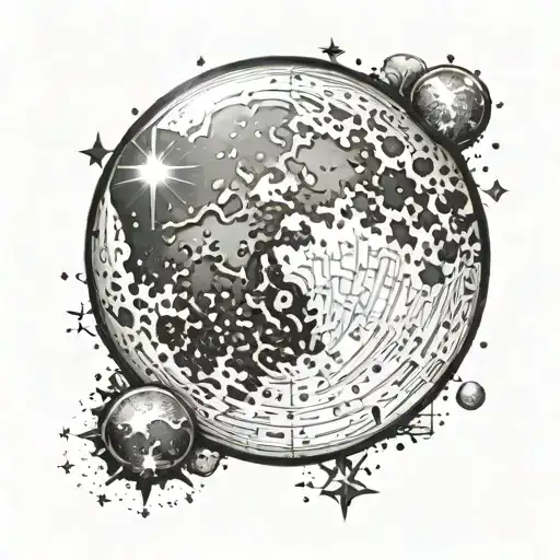Tattoo of a Waning Gibbous moon phase underneath the leo constellation with stars  tattoo design idea