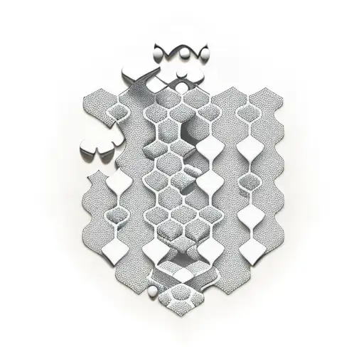 honeycomb and puzzle tattoo design idea