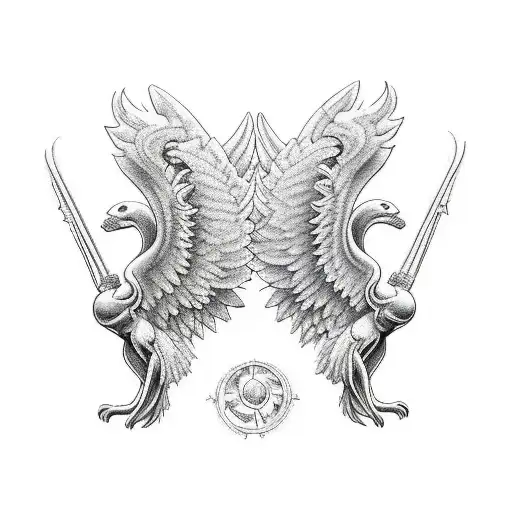 two guardian angels tattoo design idea