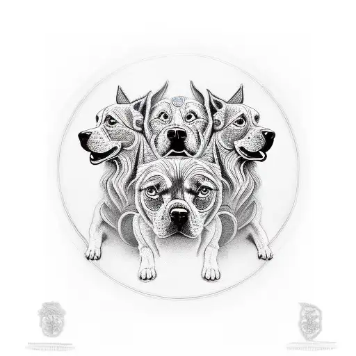 3 headed dog tattoo design idea