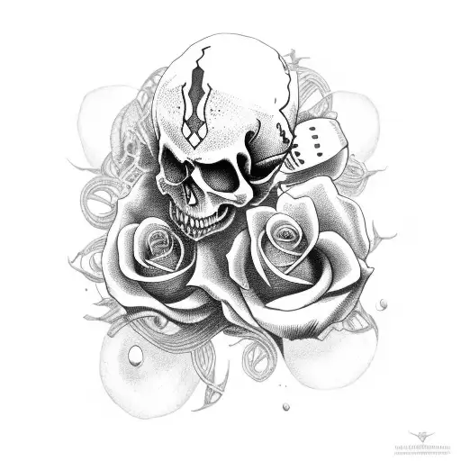 skull, heart, love, rose, spider tattoo design idea