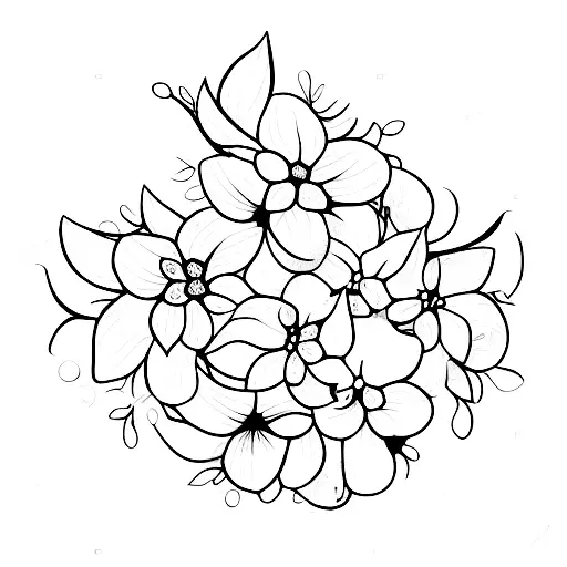 cat hydrangea tattoo design idea