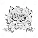 cat hiding under hydrangea tattoo design idea