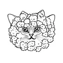 cat hiding under hydrangea tattoo design idea