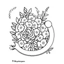 cat hiding under hydrangea tattoo design idea