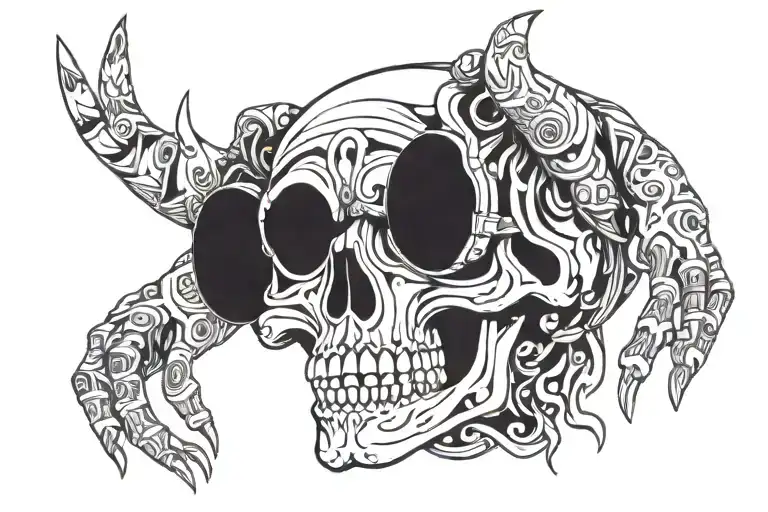 Skull covering eyes, mouth and ears with hands. tattoo design idea