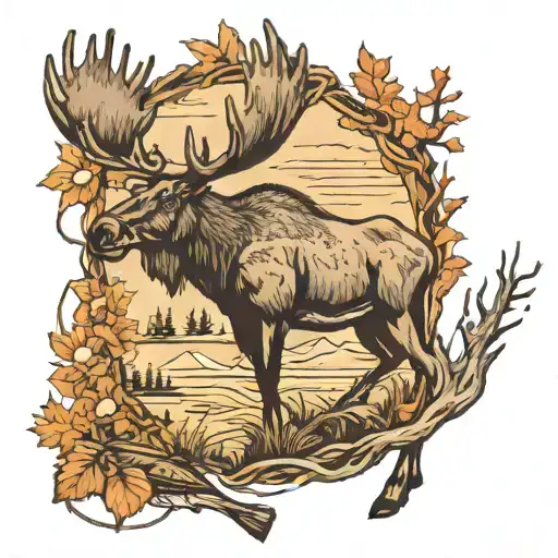 hunting moose whitetail deer mule deer bear duck fishing  tattoo design idea