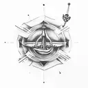 minimal tattoo with ship's propeller and ships anchor tattoo design idea