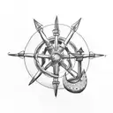 minimal tattoo with ship's propeller and ships anchor tattoo design idea