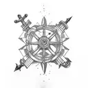 minimal tattoo with ship's propeller and ships anchor tattoo design idea