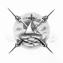 minimal tattoo with ship's propeller and ships anchor tattoo design idea