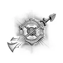 firefighter axe with Isaiah 6:8 Bible verse tattoo design idea