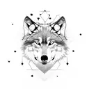 Wolf, circle, labyrinth, stars tattoo design idea