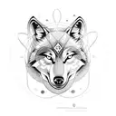 Wolf, circle, labyrinth, stars tattoo design idea