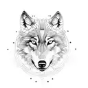 Wolf, circle, labyrinth, stars tattoo design idea