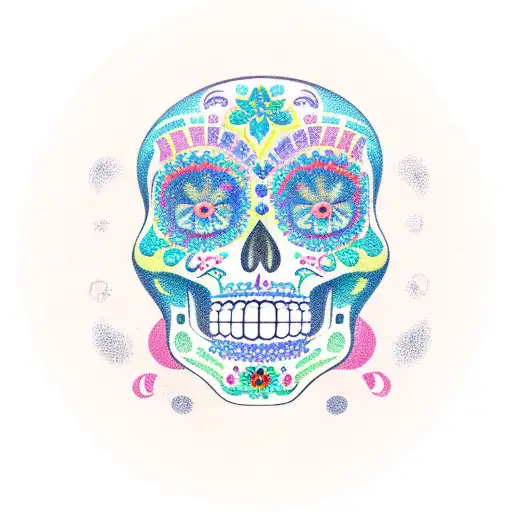 Day of the dead with the name SOL and date of birth tattoo design idea