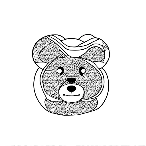 teddy bear line work tattoo with DVW on the paw  tattoo design idea