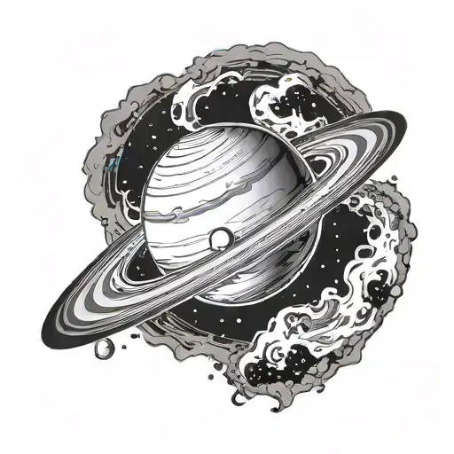 saturn simple black and white planet for the man left triceps tattoo design idea