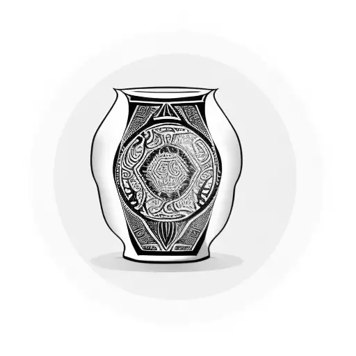 old style vase with neo tribal tattoo design idea