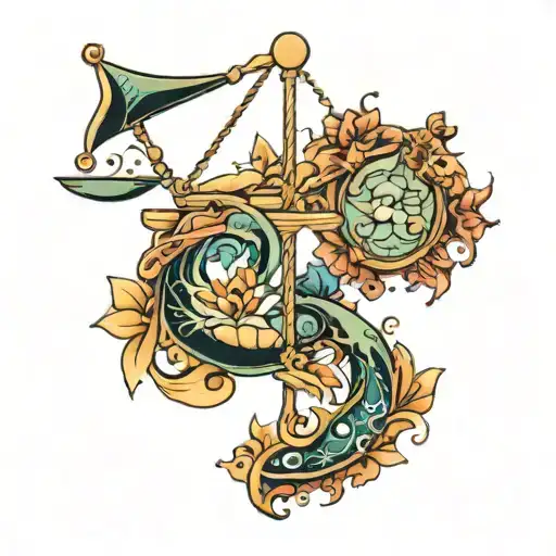 libra and pisces sign mixed tattoo design idea