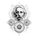 please, create a tattoo with formulas in the chest and shoulders, formulas like: Einstein, Kirchoff, Newton, Heisenberg tattoo design idea