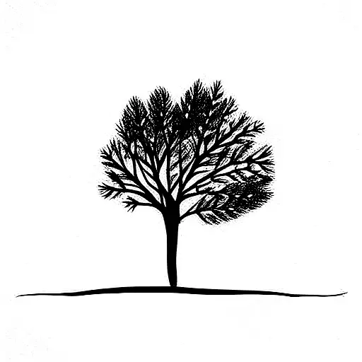 bare tree with one feather tattoo design idea