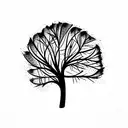 bare tree with one feather tattoo design idea