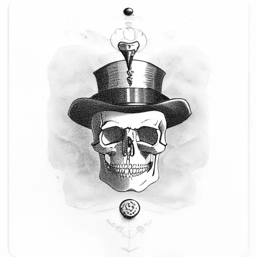 skull wearing a top hat with cards, and a rinnegan tattoo design idea